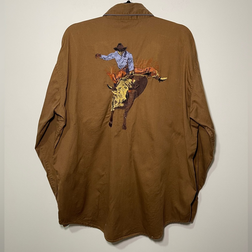 Western Express Men’s Brown Rodeo bullrider Embroidered shirt in L - Picture 1 of 9